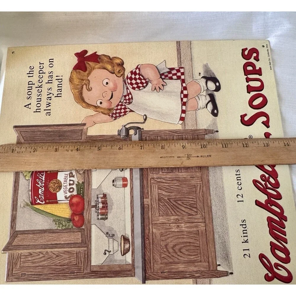 Vintage 1993 Metal Tin Signs Campbell's Soup Nostalgic Advertising Ads Lot of 2